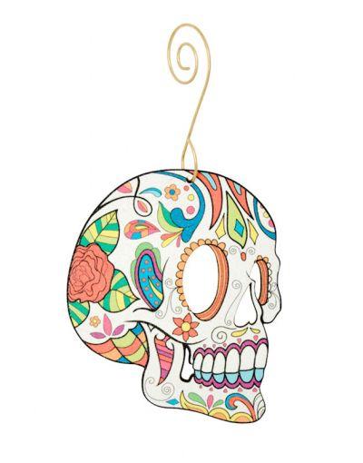 Red Sunflower sugar skull earrings featuring detailed black and white skull design, perfect for gothic or Día de los Muertos style.