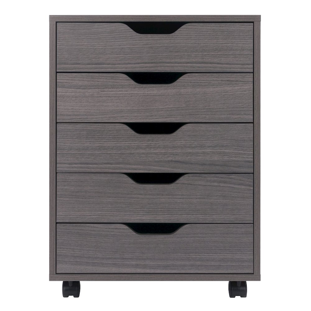 Start2Finish Halifax 5-Drawer Mobile Cabinet in charcoal with metal handles and caster wheels, ideal for versatile storage and organization.