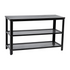Rustic black wash 3-tier entryway bench by Start2Finish with wooden shelves and metal frame, ideal for entryway storage and seating.