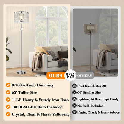 Premium Ultra Crystal Silver Dimmable Floor Lamp LED 1000LM