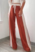 Carmine Juneberry Flamingo color block drawstring high waist wide-leg pants displayed on a model.
