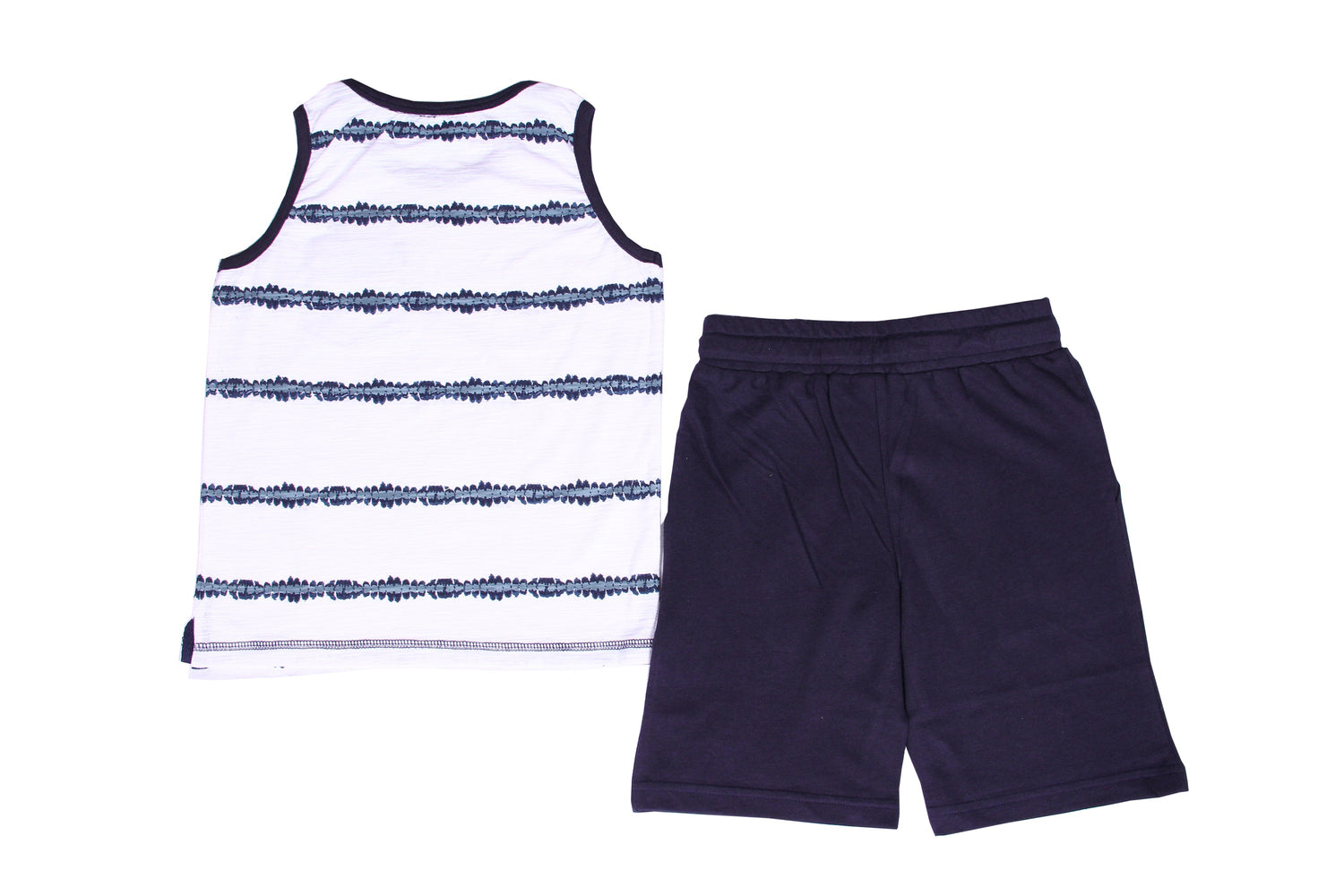 Cyan Lily Tyler 2-piece boy clothing set with white top and matching pants, casual and comfortable for kids.
