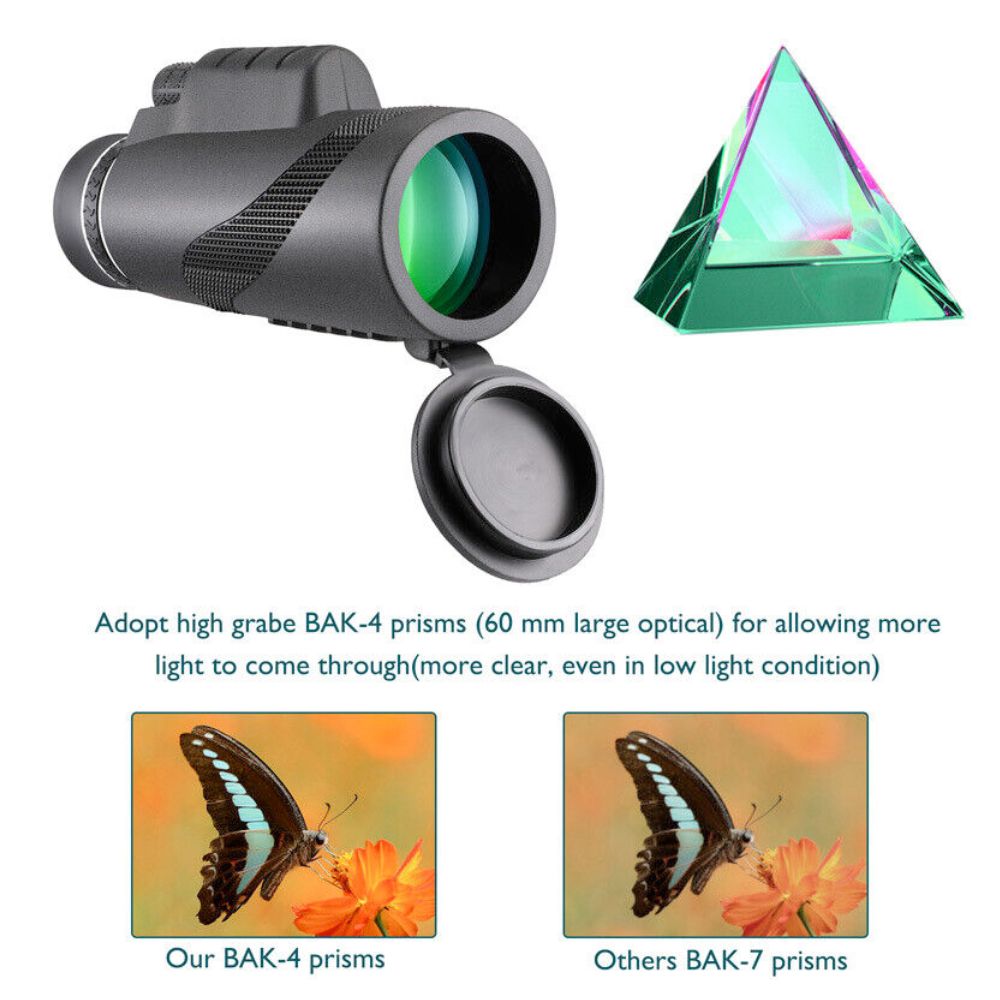Yellow Pandora HD monocular tripod for smartphones, compact mobile and laptop accessory with adjustable stand.