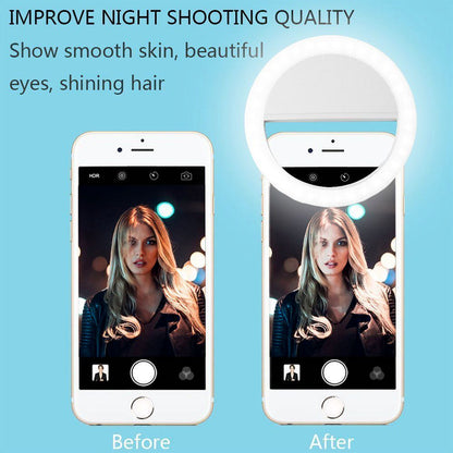 Yellow Pandora portable selfie ring clip-on for mobile phones, compact accessories with adjustable ring light for better selfies.