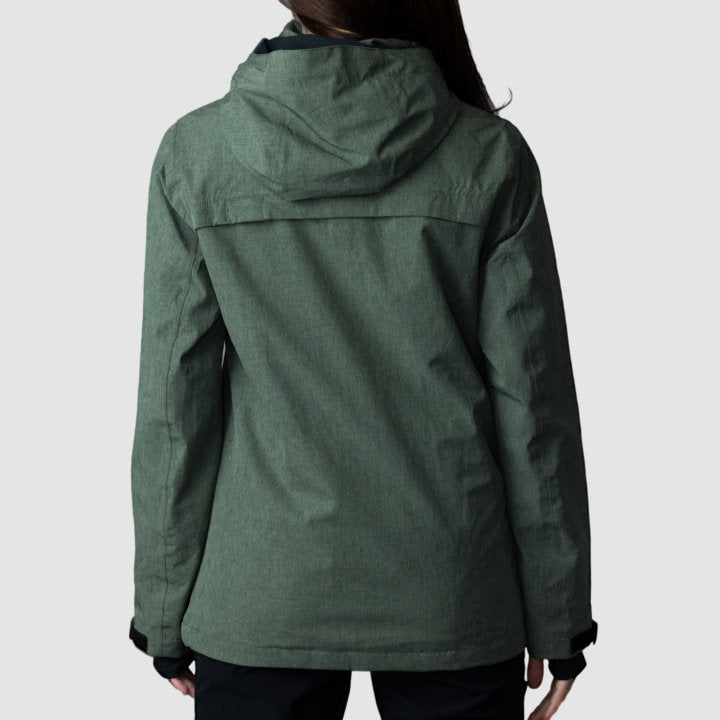 Women’s olive green Adventure 2.0 activewear top by Rose Hemera, shown in a close-up image highlighting the fabric and fit.