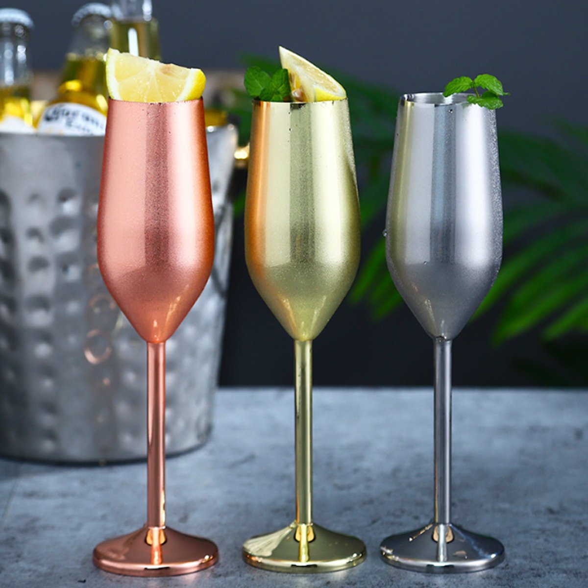 Salmon Lucky Happiest Hours cocktail glasses for parties, featuring sleek design and clear glassware for festive celebrations.