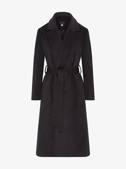 Rose Eleusis belted longline duster coat from the 2024 collection, stylish jacket with a relaxed fit and long silhouette.