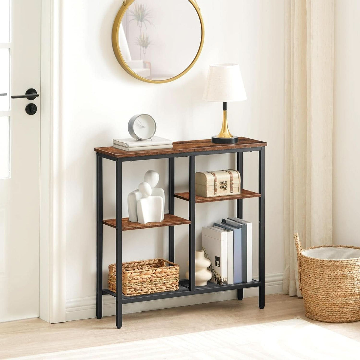 Narrow Console Table 4 Tier Industrial Grade Entryway