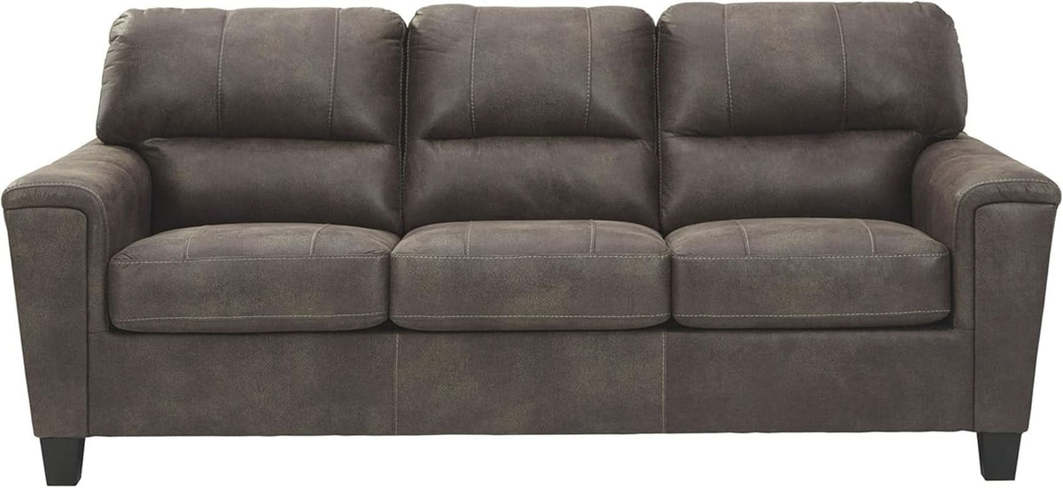 Queen Faux Leather Contemporary Sleeper Couch Gray