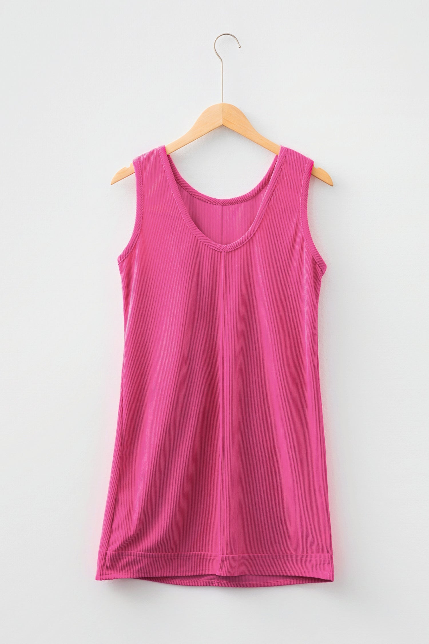 Byzantium Bay solid corduroy sleeveless mini dress with front pockets, stylish and casual for everyday wear.