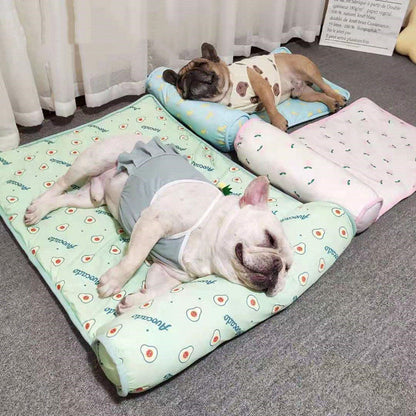 Cooling dog and cat bed blanket by Maroon Asteria, breathable and soft pet mat for summer comfort and relaxation.
