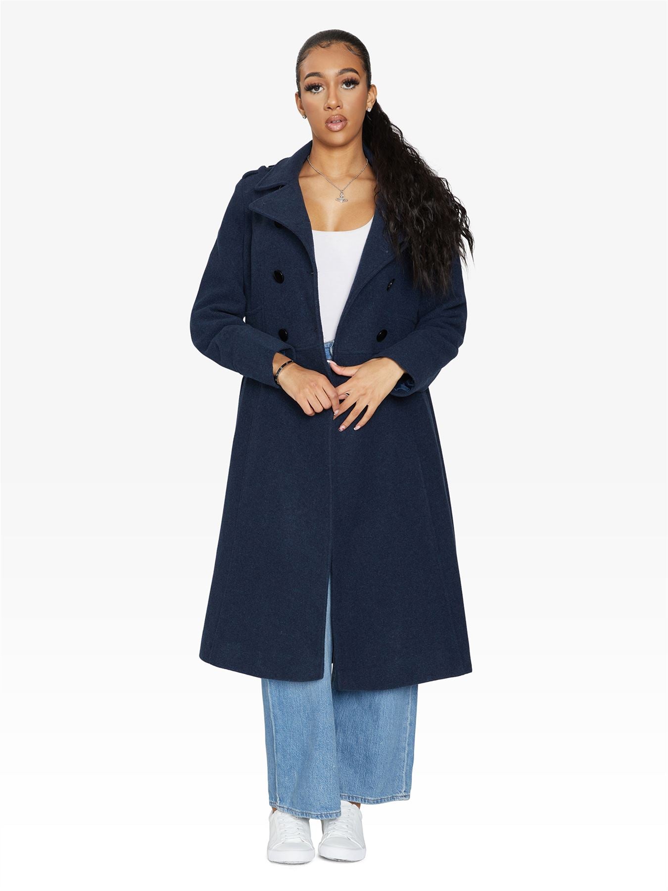 Rose Eleusis A-Line double-breasted coat, stylish women&