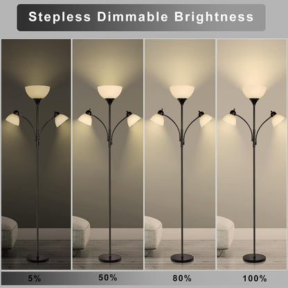 Industrial Style Tall Three Lights Floor Lamp Stepless Dimming