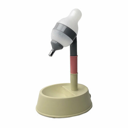 Maroon Asteria automatic pet water dispenser and stand with adjustable height, featuring a bowl for easy pet hydration.