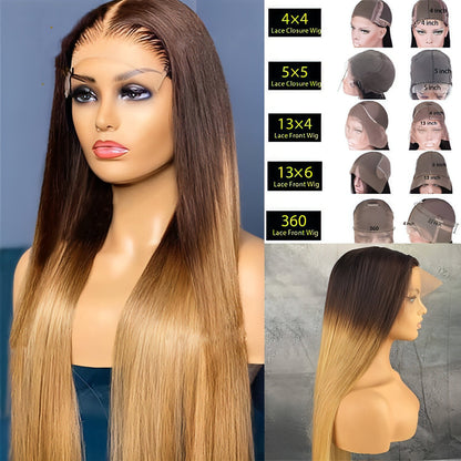 Carmine Juneberry LuxeWave Fashion real hair gradient wig with lace headgear, showcasing layered, wavy hair in natural tones