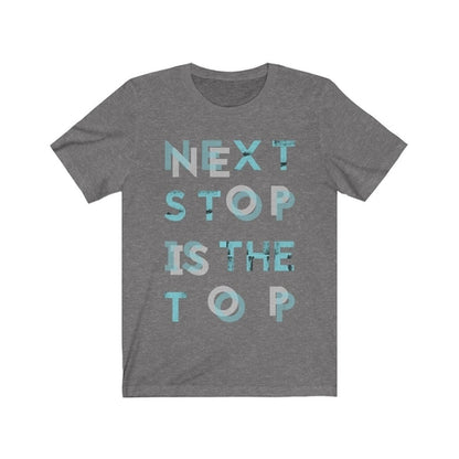 Plum Charlie Next Stop is The Top T-shirt featuring bold text design on a casual cotton tee.