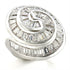 Rhodium brass ring with AAA grade clear CZ gemstone, elegant jewelry by Turquoise Tiger, showcasing a polished design.