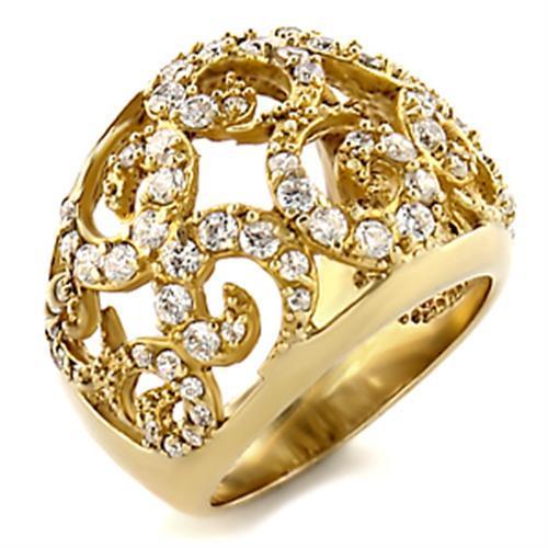Gold brass ring with AAA grade clear CZ gemstone from Turquoise Tiger jewelry collection.