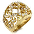 Gold brass ring with AAA grade clear cubic zirconia from Turquoise Tiger, showcasing a detailed jewelry design.