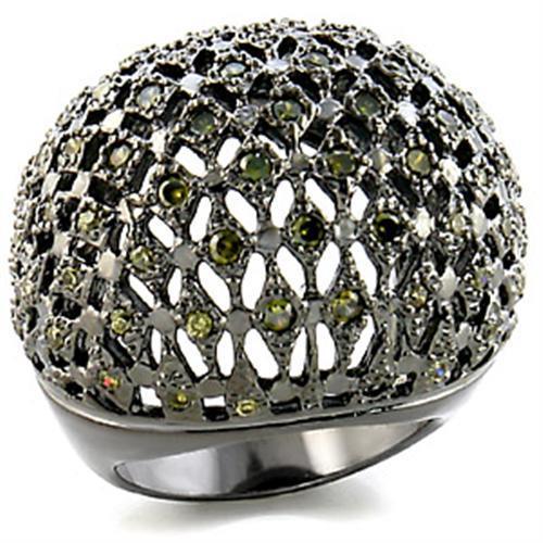 Turquoise Tiger 9W157 ruthenium brass ring featuring AAA grade cubic zirconia stone, elegant and stylish jewelry accessory.