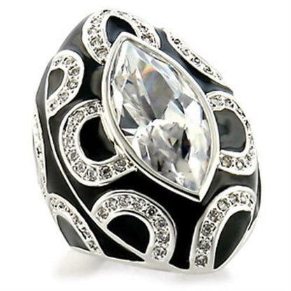 Rhodium brass ring with AAA grade clear CZ gemstones from Turquoise Tiger, showcasing a sleek, polished jewelry design.