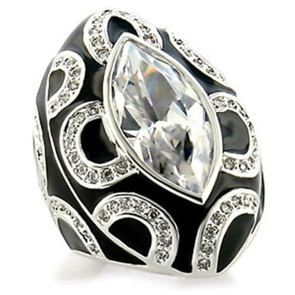 Rhodium brass ring with AAA grade clear cubic zirconia, jewelry and watches by Turquoise Tiger, shown on a neutral background.