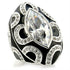 Rhodium brass ring with AAA grade clear cubic zirconia, jewelry and watches by Turquoise Tiger, shown on a neutral background.