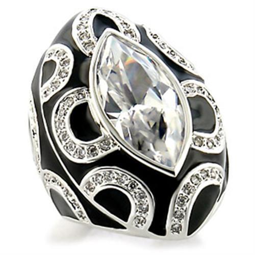 Rhodium brass ring with AAA grade clear cubic zirconia, elegant jewelry piece from Turquoise Tiger featuring sparkling stones.