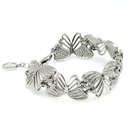 White butterflies bracelet from Blue Asteria featuring delicate butterfly charms on a silver-tone chain.