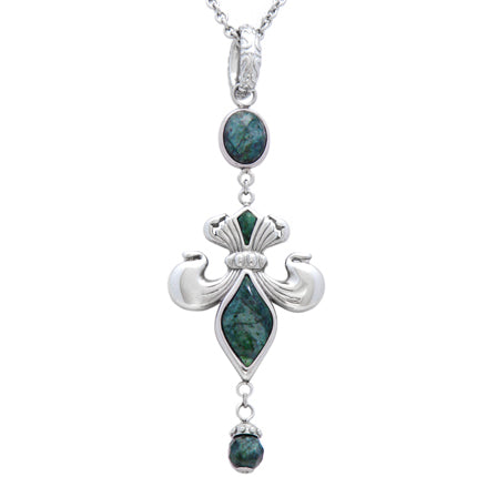 Green marble necklace with adornments by Blue Asteria featuring a sleek jewelry design and elegant craftsmanship.