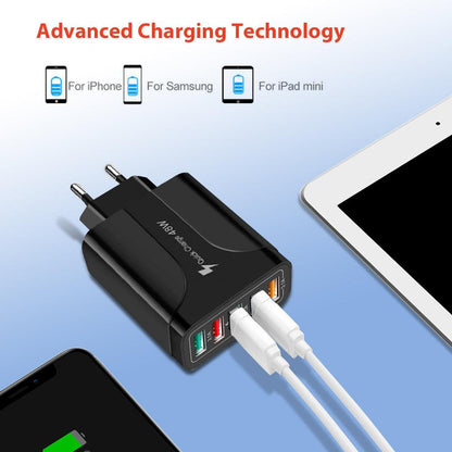 Fuchsia Electra 2-pack 5-port wall charger for mobile and laptop devices, USB ports for charging five devices simultaneously.
