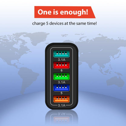 Fuchsia Electra 2-pack 5-port wall charger for mobile and laptop devices, with multiple USB ports for charging five devices simultaneously.