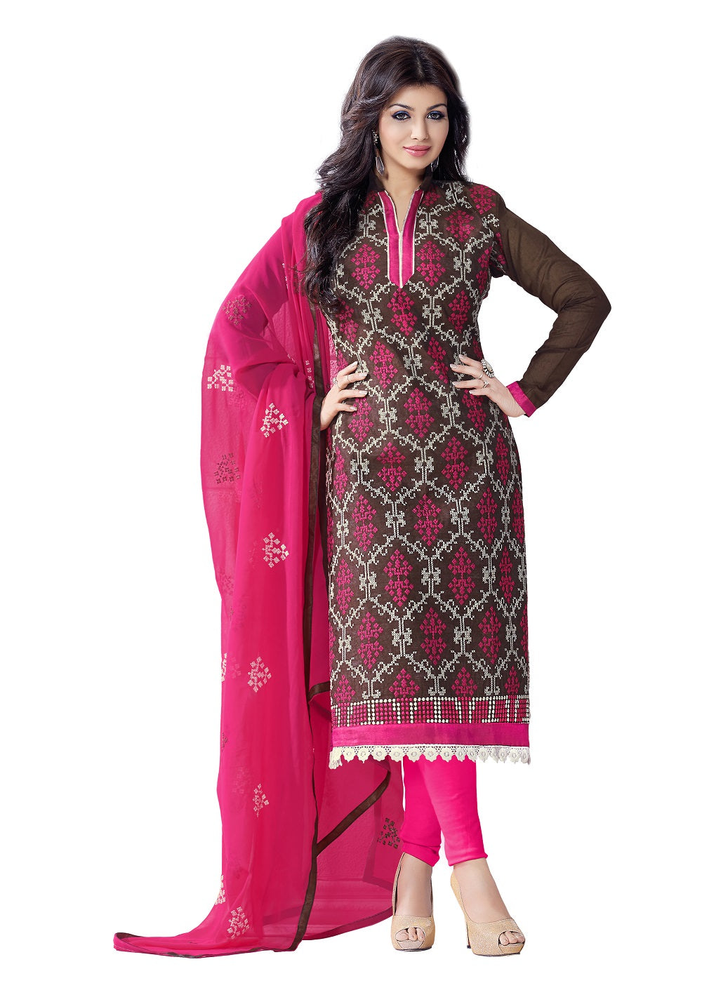 Ivory Cassiopeia dress material for women, showcasing elegant fabric with intricate design suitable for stylish clothing.