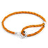 Fire orange leather and silver bracelet by Magenta Sooty featuring a sleek, modern design with metal accents.
