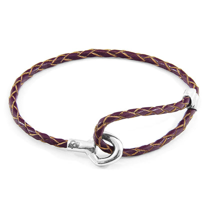 Deep purple leather and silver bracelet from Magenta Sooty with a sleek, modern design.