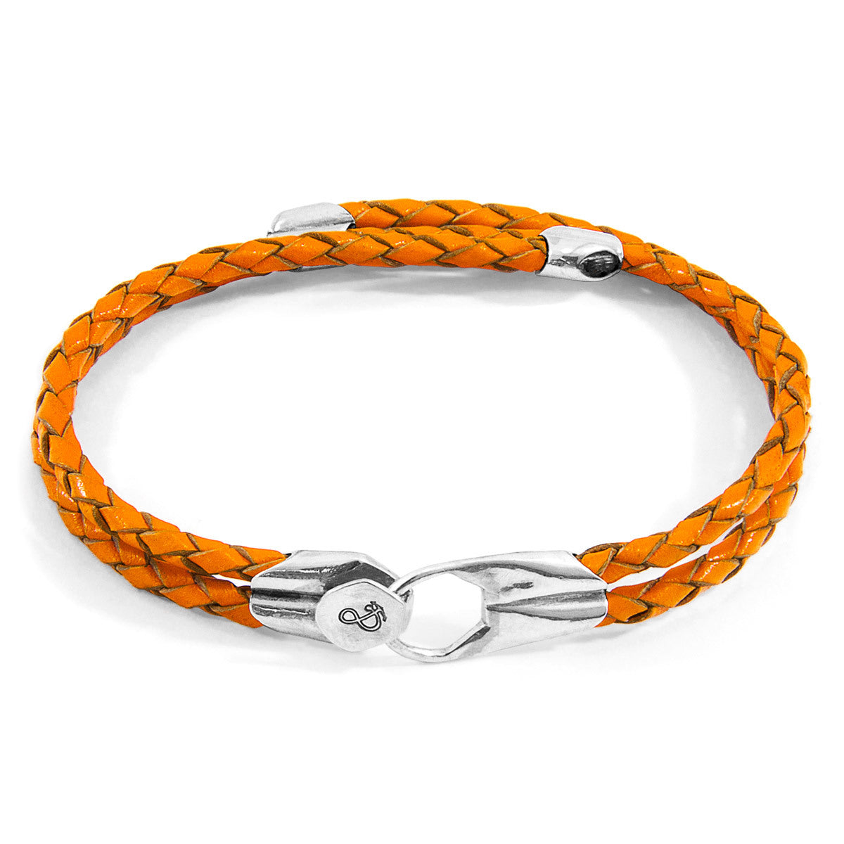 Fire orange Conway silver and leather bracelet by Magenta Sooty featuring a bold, stylish design with silver accents and leather strap.