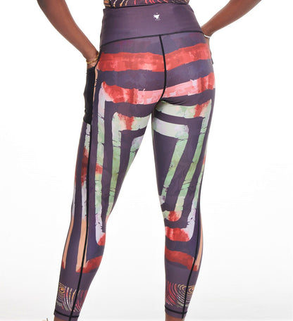 White Oliver Adyre on brocade vibrant leggings with side pocket, activewear for workouts and casual wear
