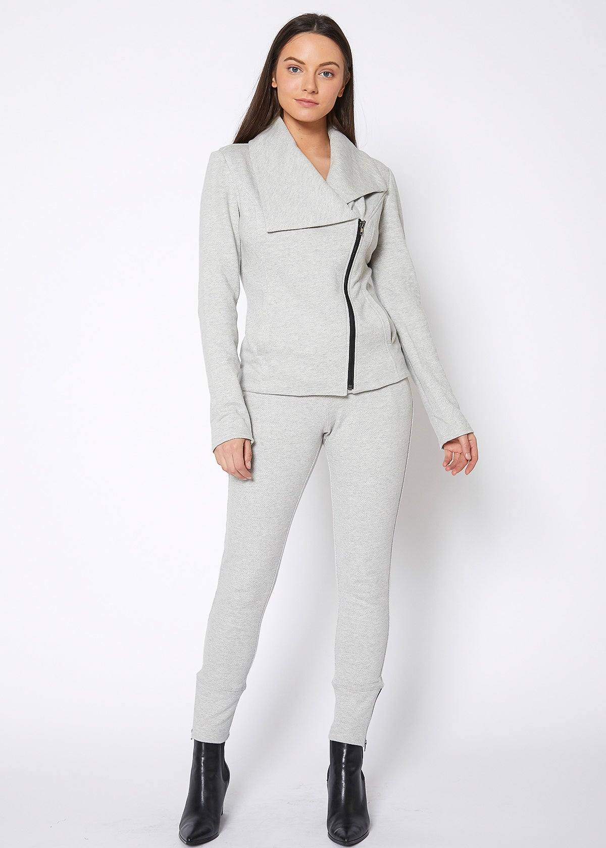 Heather gray athletic hoodie by Start2Finish, featuring front pocket and drawstring hood, shown on a model.