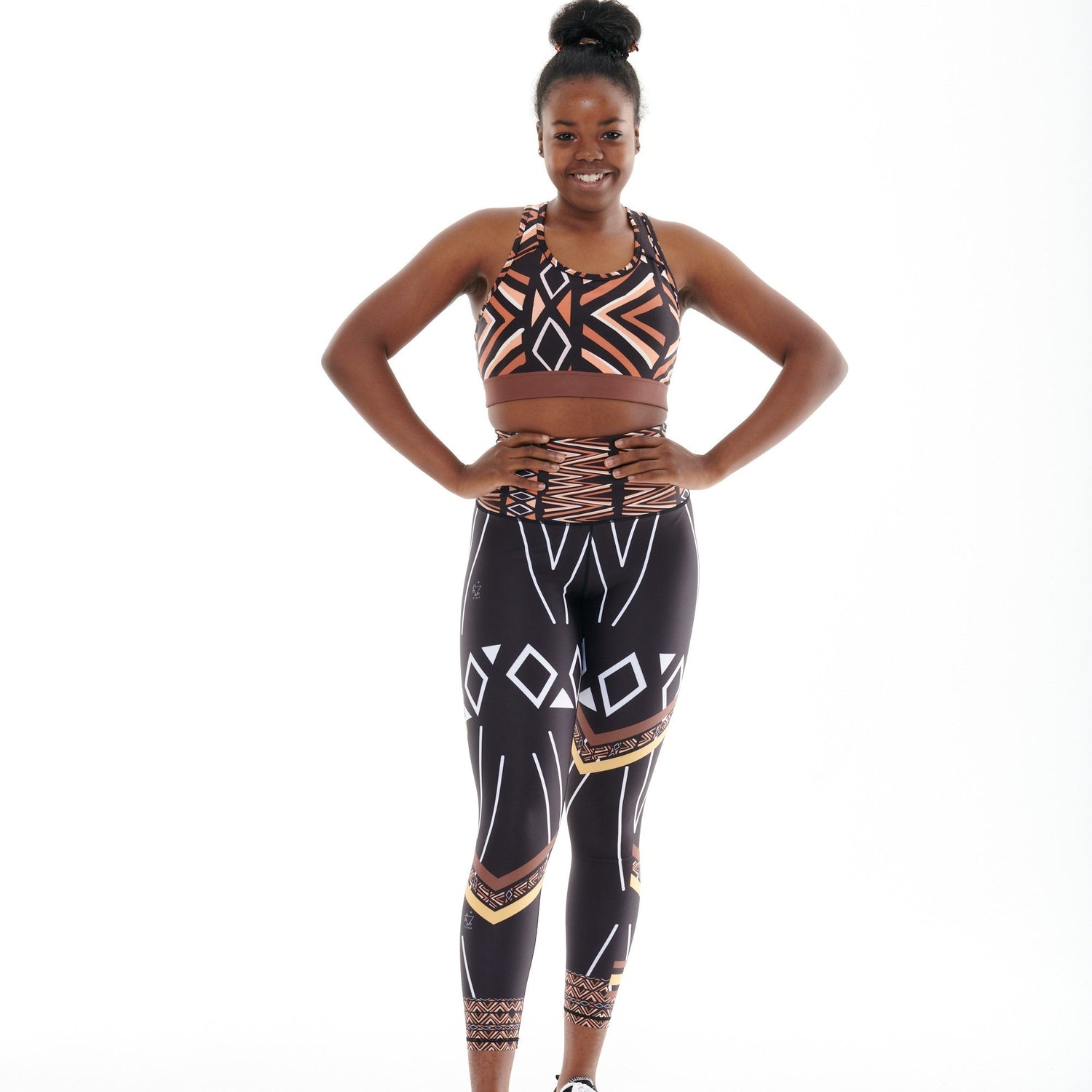 White Oliver Ibeekay Splash activewear leggings with vibrant splash pattern, stretchy fit, perfect for workout and casual wear.