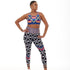 Kayentee Cerulean Splash activewear leggings by White Oliver with vibrant blue and teal watercolor splash pattern.