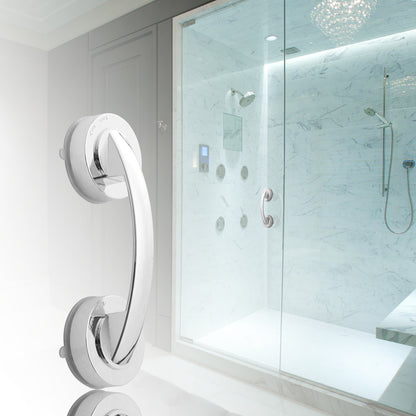 Teal Simba suction cup grab bar handle mounted on a wall, designed for secure support in home and garden safety.