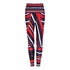 Vibrant Aso-Oke patterned leggings by White Oliver, stylish activewear with colorful traditional African fabric design.