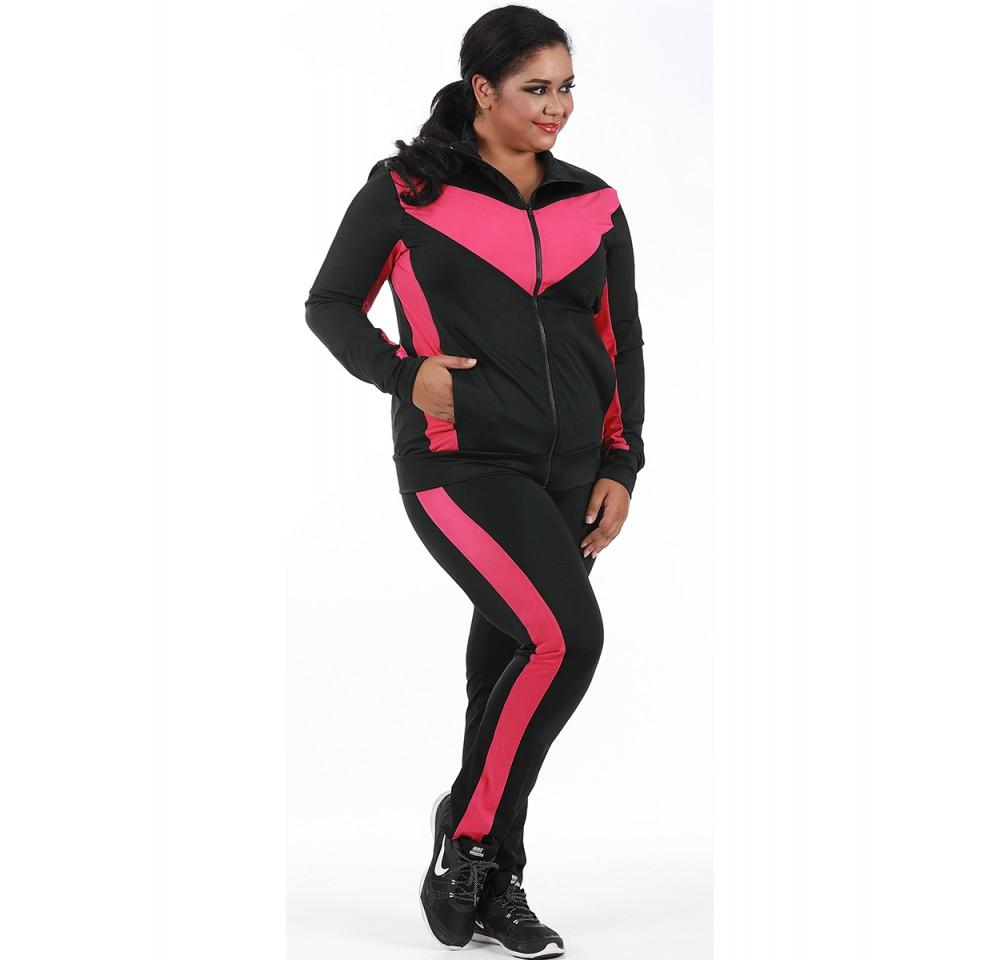 Scarlet Leek InstantFigure Curvy Plus Size Activewear Compression Jacket in black, fitted with a front zipper and long sleeves.