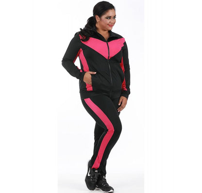 Scarlet Leek InstantFigure Curvy Plus Size Activewear Compression Jacket in black, fitted with a front zipper and long sleeves.