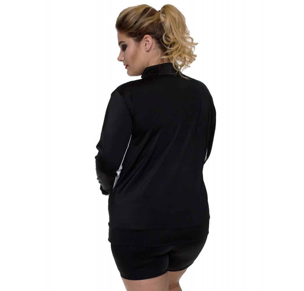 Scarlet Leek InstantFigure Curvy Plus Size activewear compression jacket in black and white, designed for women&