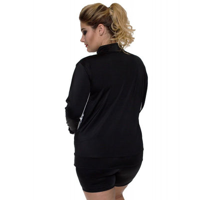 Scarlet Leek InstantFigure Curvy Plus Size activewear compression jacket in black and white, designed for women&