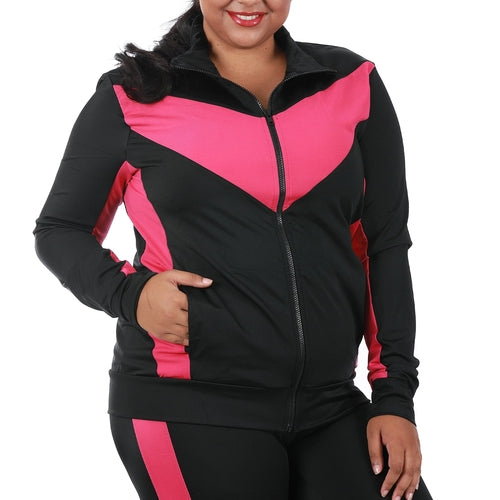 Scarlet Leek InstantFigure Plus Size activewear compression jacket for women, featuring a fitted design and breathable fabric.