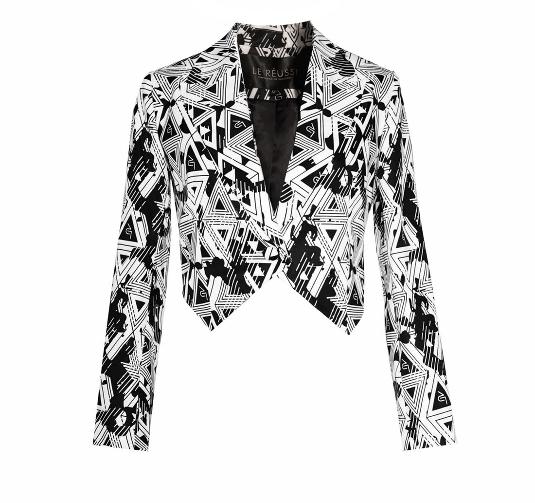 Stylish Mauve Daisy Amour Geometric Blazer for women, tailored jacket with modern geometric pattern, perfect for chic office wear.