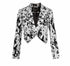 Stylish Mauve Daisy Amour Geometric Blazer for women, tailored jacket with modern geometric pattern, perfect for chic office wear.