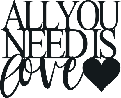 Malachite All You Need Is Love metal wall art for home decor, featuring a stylish love-themed design on a metal panel.